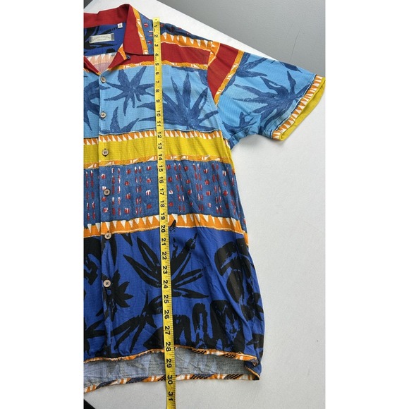 Riscatto Portofino Blue Yellow Red Hawaiian Shirt Mens Medium Short‎ Sleeve - Picture 6 of 10